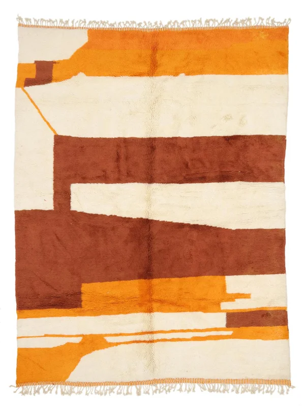 Hand Knotted Berber Moroccan - Mid Atlas 248X335 Wool Rug Orange/Dark Red Large