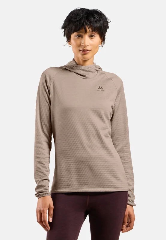 Odlo Essential Thermal Hardloop Hoodie voor dames, S, beige
