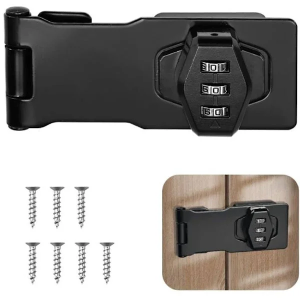4-inch 3-Digit Combination Padlock with Metal Combination Lock for Storage Cabinets, Black