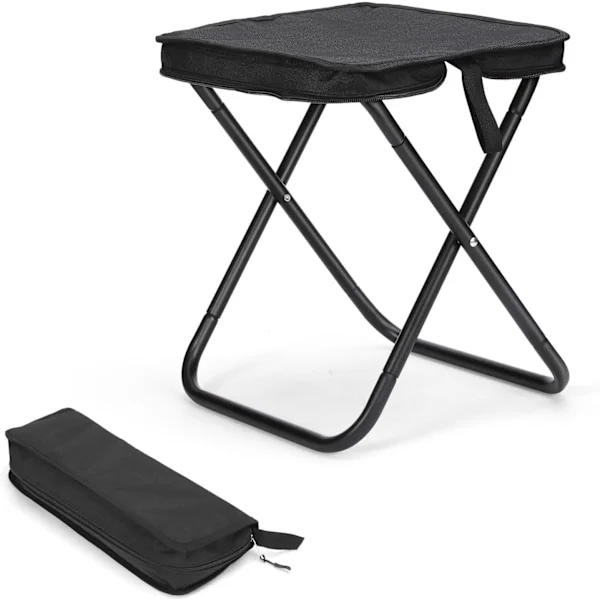 Høy Bærbar Krakk - Ultralette Sammenleggbare Krakker - Svart Krakk for Camping, Fotturer og Mer (størrelse 26cm*22cm*26cm)