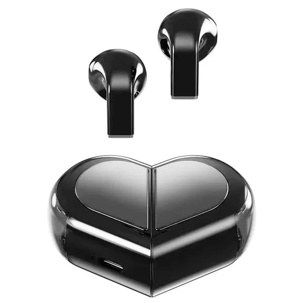 K520 Wireless Headphones Stereo Earphones With Rotatable Heart-shaped Charging Case Low Latency Headphones For Phone Tablet(FMY) black