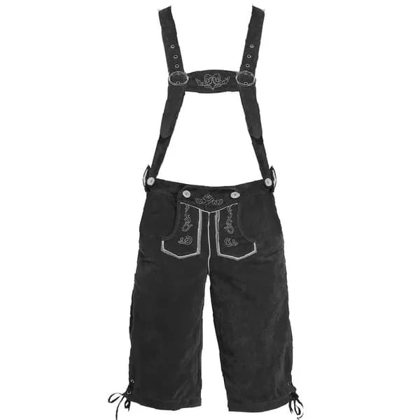Miesten nahkahousut - Aitoa nahkaa Saksalaiset nahkahousut miehille Oktoberfest-vaatteet Musta Black-FA14- Black XL