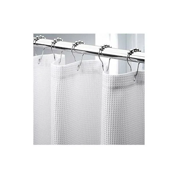 Waffle Shower Curtain 180 x 210 cm Long, Thick Woven Heavy Fabric Shower Curtain, Hotel Quality Bathroom Shower Curtains