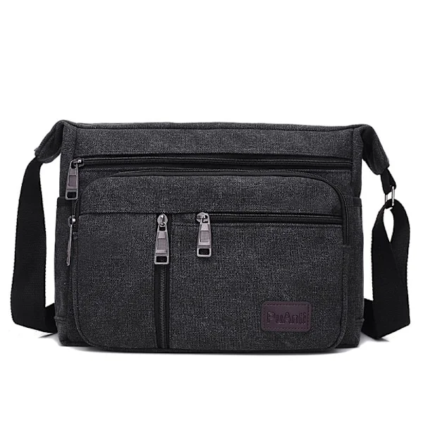 Herre Crossbody-taske i kanvas - Stilfuld og praktisk skuldertaske Black