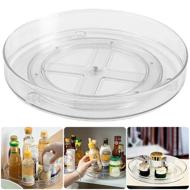AliExpress - Plattenspieler-Organizer, multifunktional, transparent, drehbar, Aufbewahrungstabletts, Kunststoff, für Küche, Plattenspieler, 