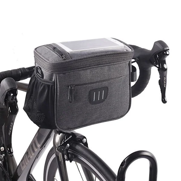 Waterproof Handlebar Bike Bag, 5L Handlebar Bike Bag, Bicycle Basket Bag with Touch Screen, Front Handlebar Bag