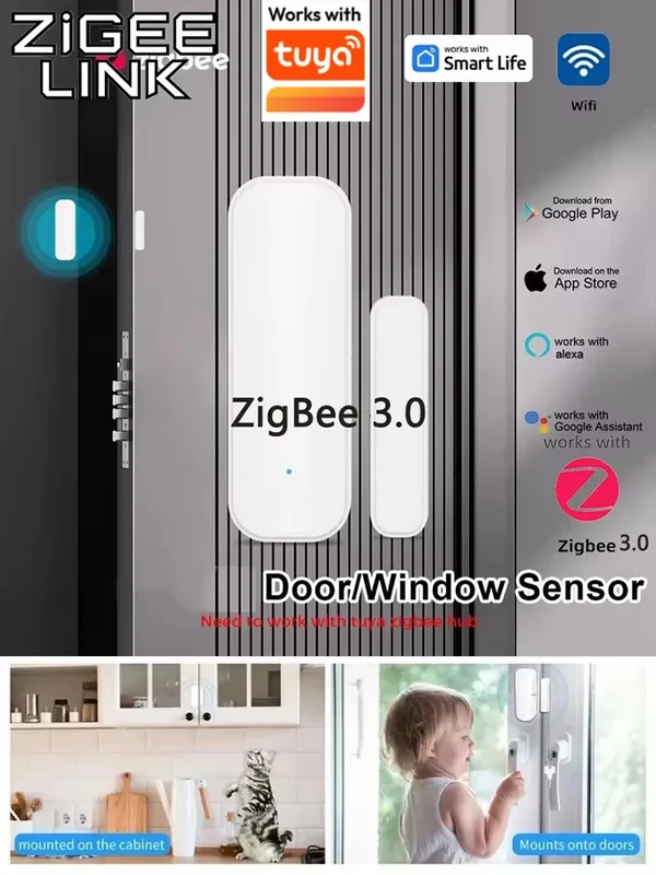 AliExpress - Kompatibel mit Tuya Zigbee 3.0 WLAN-Türsensor Smart Life Fenster-Magnetsensor Detektor Haustürsensor über Alexa Google Home
