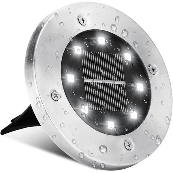 Solcellslampa för utomhusbruk, 8 LED Solcellslampa för mark utomhus Trädgård Vattentät IP65 Rostfritt stål Solcellsdrivna spotlights för gångväg 
