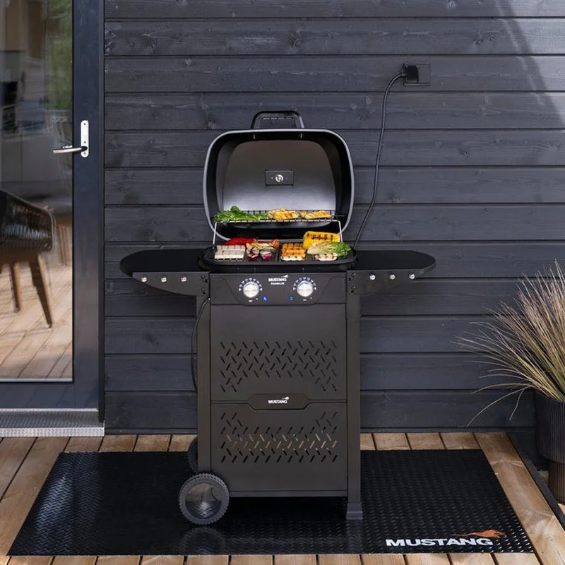 Mustang grillmatte 100x150 cm / grillmatte uteplass / beskyttelsesmatte grill / underlag grill