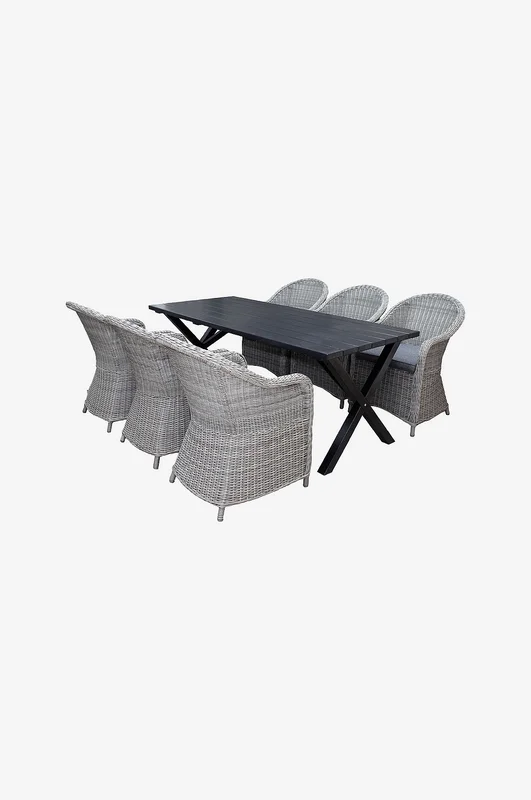 LifestyleGarden - Bord 190 cm & 6 st Mercury-stolar - Svart - Matgrupper - Från Homeroom