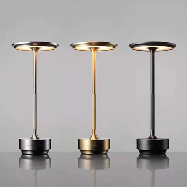 Cordless Table Lamp Dimmable Metal USB Rechargeable Table Lamp -1pc-FX- silver