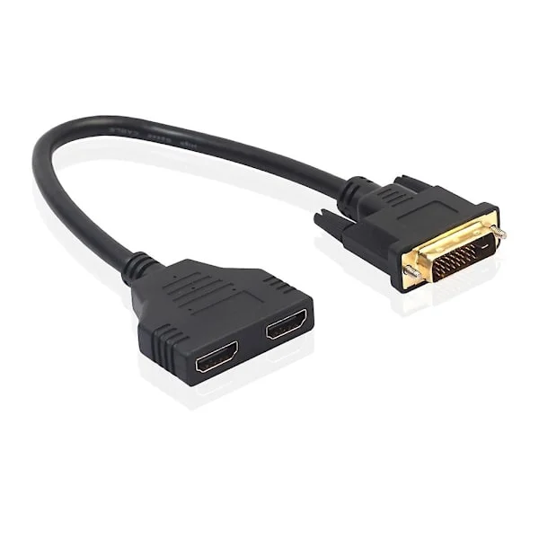 Dual HDMI-kompatibel Hun til DVI 24+1 Han Adapter Kabel Bi-direktionel Konverter Ledning Da-WELLNGS