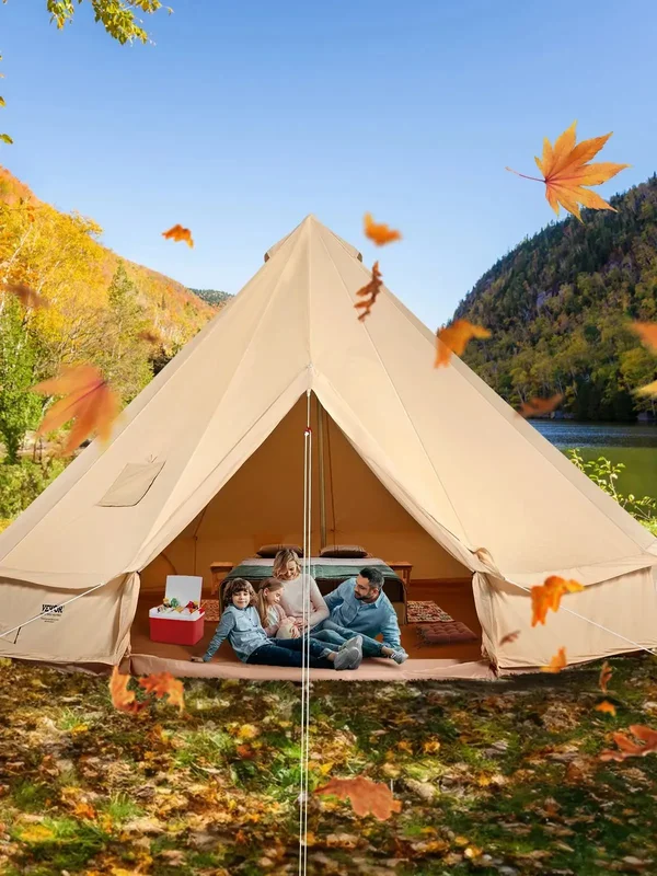 AliExpress - SucceBuy Canvas Bell Tent 4 Seizoenen 3m/6m Yurt Tent Canvas Tent voor Kamperen met Kachel Jack Ademende Tent Houdt maximaal 4 personen