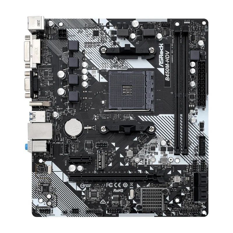 AliExpress - ASROCK B450M-HDV R4.0 carte mère Support 5800X3D 5700X 5600X 5600G 1700X 2700X CPU 2xDDR4 M.2 HDMI mATX AMD AM4 carte mère