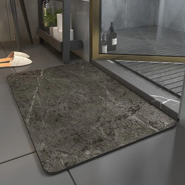 40x60cm Non-Slip Bathroom Mats, Absorbent Diatomite Bath Mat, Quick Drying Shower Mat, Shower Outlet Mat, Kitchen Non-Slip Mat, Grey Grey