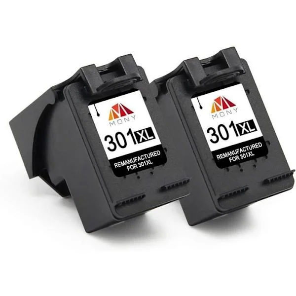 CARTOUCHE PRINTER Mony Remanufactured Blækpatroner Erstatning til HP 301 XL 301XL (2 Sort) Kompatibel med HP 333