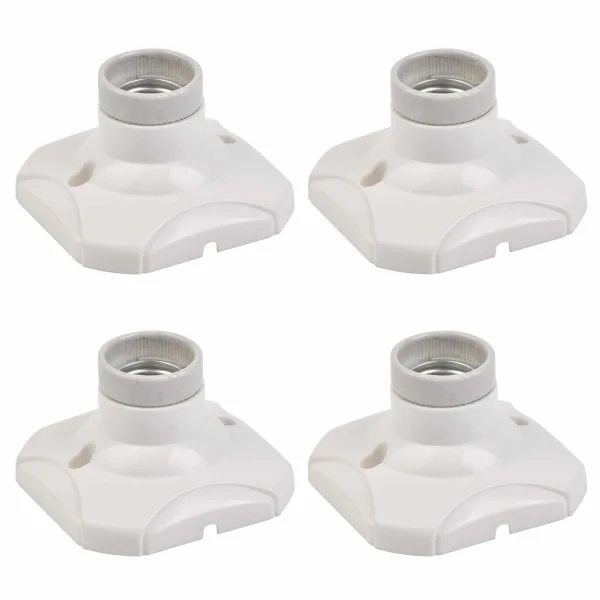 4 stk E27 lyspæreholder LED lampeholder (AC 220-250V, hvit)