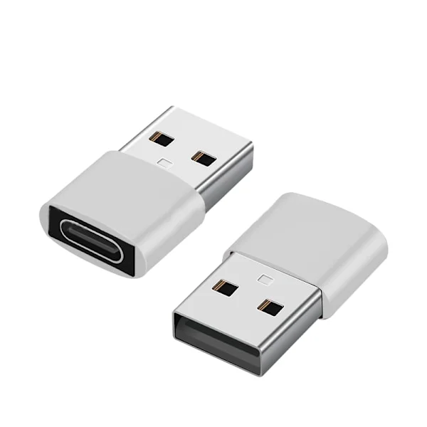 2-pack USB-C till USB-adapter för dataöverföring och laddning Silver