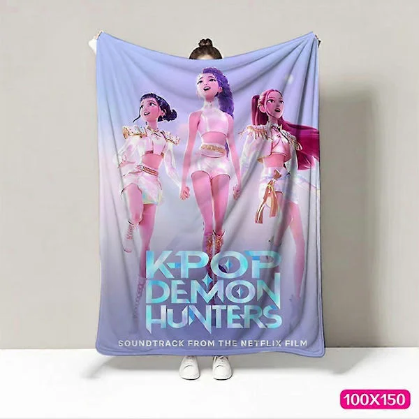 [KK] K-Pop Demon Hunters pledd kompatibelt med barn, mykt varmt koselig pledd rominnredning pledd gave kompatibelt med jenter tenåringer fans