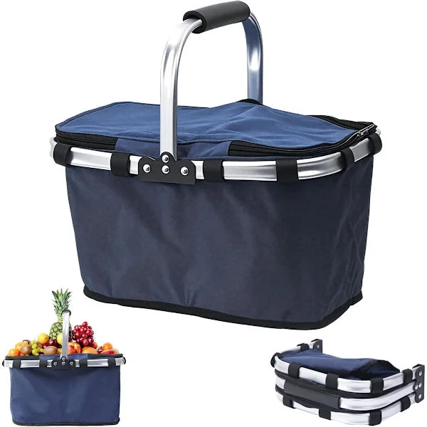 Madkasse køletaske picnickurv til 4 personer isoleret foldbar til en kurv picnic picnic taske picnic taske foldbar til dagligvarer let at opbevare