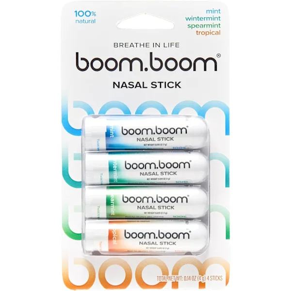 BoomBoom Nesespray | Kjølende følelse | Naturlig humørløft | Enkle ingredienser | Eterisk olje + Mentol Inhalator (Grønnmynte)