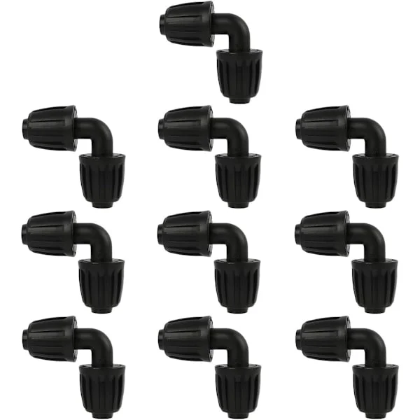 Drypvanding Albue Adapter - Albueforbindelse til Landbrugs Vandingssystem (L - Forbindelse) - 10 stk 16mm Drypvanding Albue Adapter