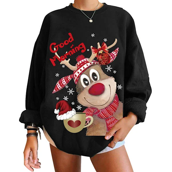 [LCS] Christmas Sweater Women Christmas Warm Sweater Black-FA- Black