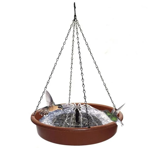 Fuglebad på pidestall, pidestall for hengende solfuglesprinkler med pumpe, fuglemater