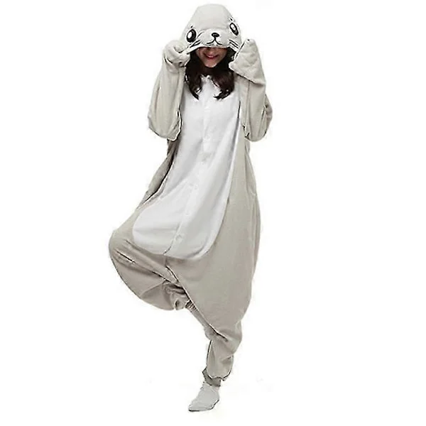 Gråsäl djur tecknad jumpsuit pyjamas herr- och damkläder för hemmet