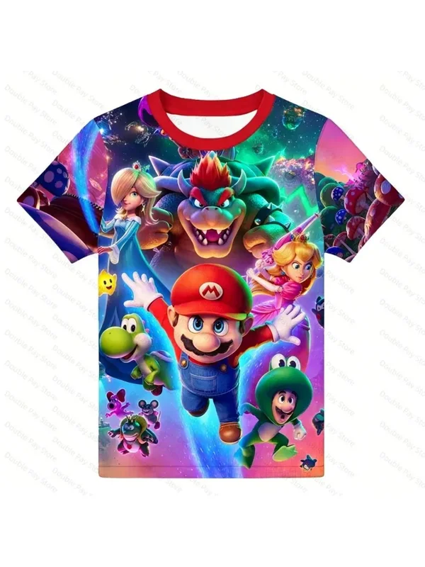 AliExpress - Nouveau T-shirt pour enfants Super Mario 3D imprimé, à manches courtes, motif dessin animé, été 2026, populaire, confortable et respirant