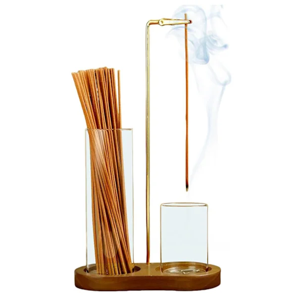 Minimalist Incense Holder with Integrated Glass Ash Catcher and Storage Cylinder - 2-in-1 Anti Ash for Yoga Studio, Meditation, SPA and Home Decor