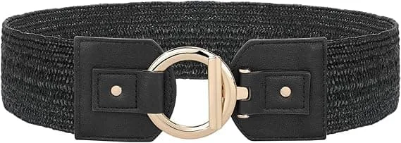 Halmvävd elastisk bälte för kvinnor Vintage Bred