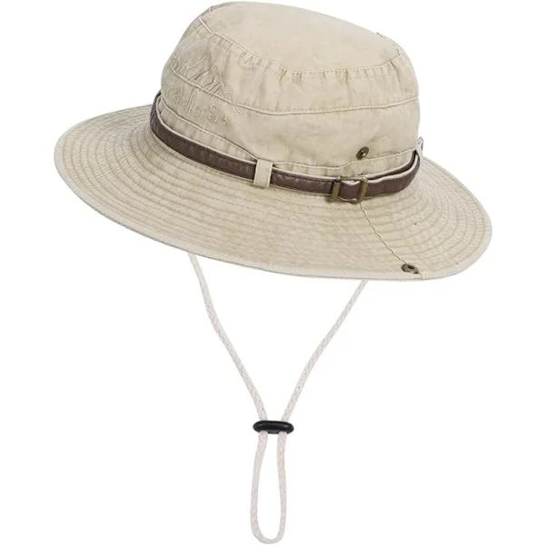 Mænd Sammenfoldelig Solhat Safari Hat Anti UV Udendørs Bjergbestigning Rejse Hat Fisker Hat Spand Hat,Khaki