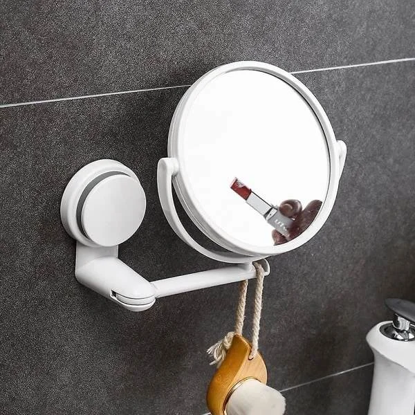 Suction Cup Wall Mirror Bathroom Mirror Vanity Mirror Wall Mounted Mirror 360 Adjustable Double-Sided Magnifying Mirror Table Mirror Desk Mirror