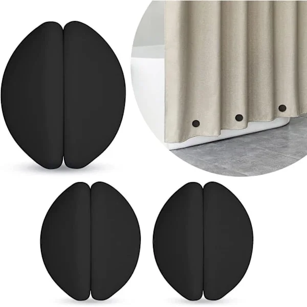 Black 6-pack Shower Curtain Weights, Rustproof Shower Curtain Magnets