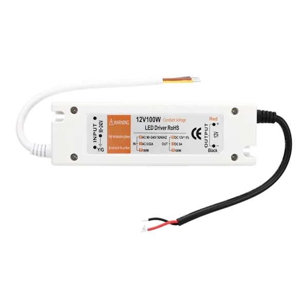 100W LED-strömadapter AC 90‐240V 0.62A till DC 12V 8A Kortslutningsskydd LED-drivrutin Adapter för hemmet