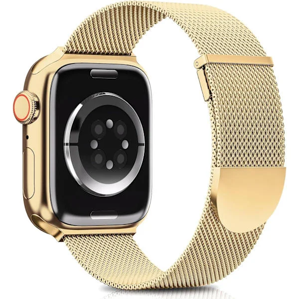 Opgraderet armbånd kompatibelt med Apple Watch Band 10 42mm 41mm 40mm 38mm Kvinder Mænd, Mode Metal Armbånd Guld