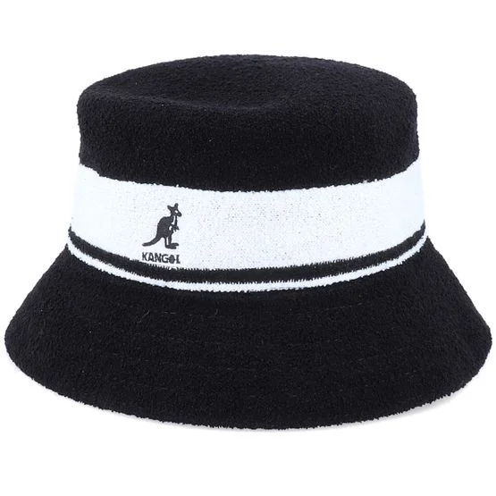 Kangol - Schwarz bucket Hut - Bermuda Stripe Black Bucket @ Hatstore, Größe XL, Schwarz, Bermuda-Stoff-Mischung