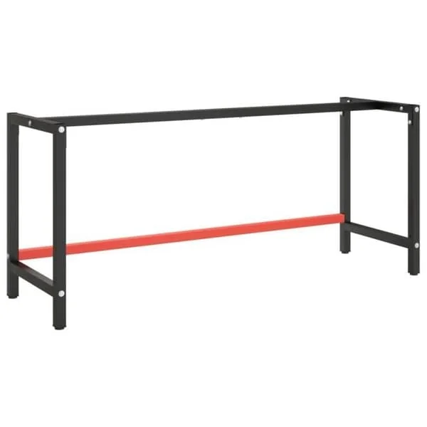 vidaXL Arbetsbänk Stomme Matt Svart och Röd 180x57x79 cm Metall