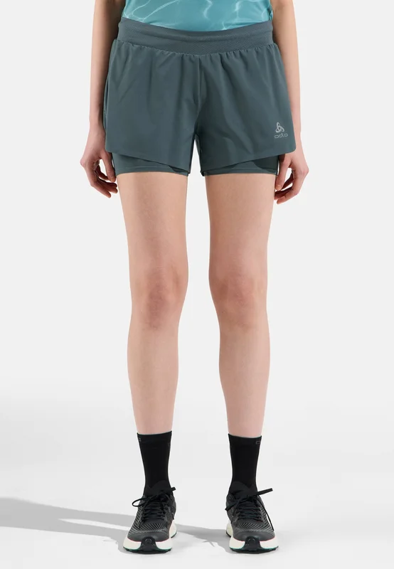 Odlo Short de running 2 en 1 Zeroweight 3 Inch pour femme, XS, vert