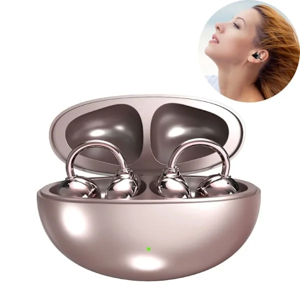 2026 Nya Clip-on Hörlurar Öppna Öron Trådlösa Bluetooth 6.0 Hörlurar, 120H Speltid, Träning-Android/iOS Rose Gold