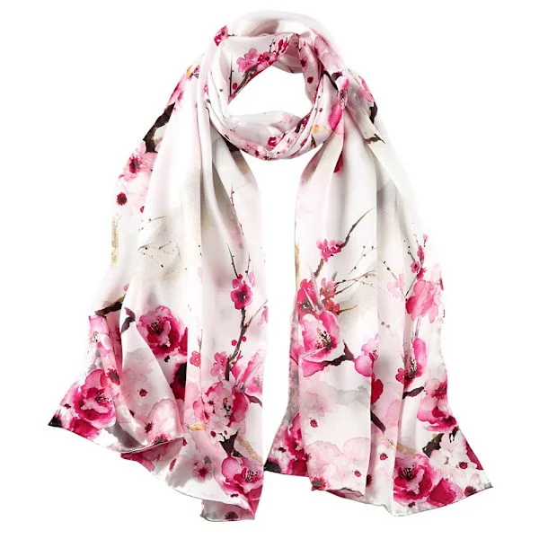 Women's Silk Scarf 100% Silk, Colorful Luxury Scarves, Warm and Soft, Like a Stole, Silk Scarf, Handkerchief - 52 x 175 cm