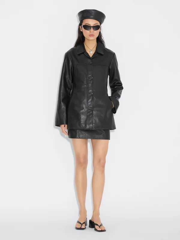Holzweiler Slim-Fit Leather Blazer - Black - Women's - Large