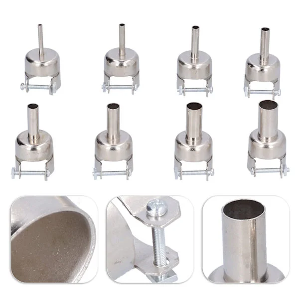 8-pak Dyser til Varmluftpistol 850 Lodde- og Afmonteringsstation 3mm/4mm/5mm/6mm/7mm/8mm/10mm/12mm