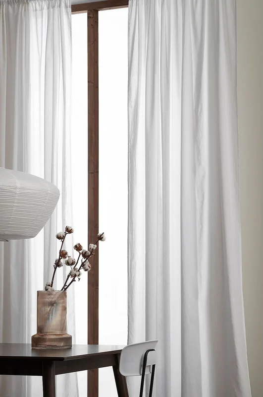 &Home - Kanallängd i bomullsvoile 2-pack - Vit - Kanallängder - 160 - Från Homeroom