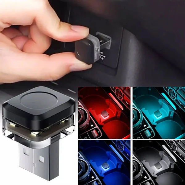 1 x USB Mini LED-lampa Biltillbehör Neon Ambient Glödlampa