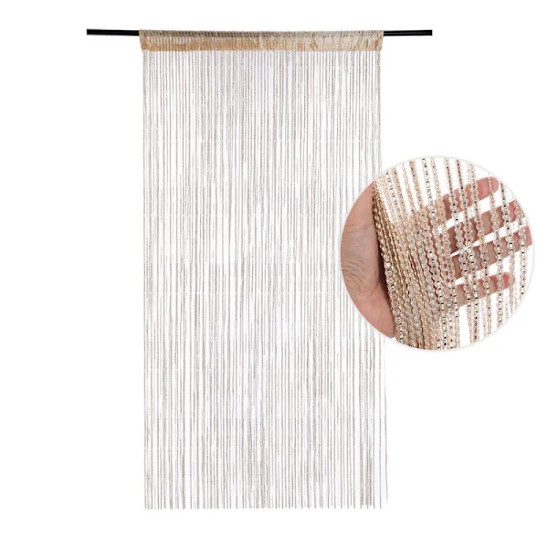 String Curtains Door Mosquito Net, Elegant Divider Tassel Curtain Compatible with Home Decor, Room Divider Compatible with Doors and Windows, White (