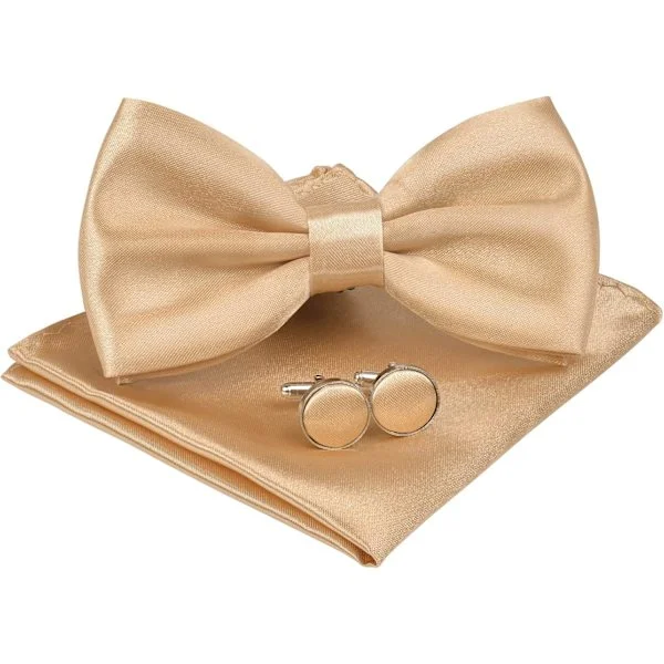 Herrfluga, Klassisk enfärgad fluga för män, Satin Tux-fluga, Justerbar formell fluga för fest, bröllop 3-pack - Champagne