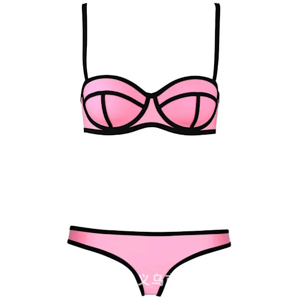 [13R]Bikinsett Trendy Kromatisk Farge Sexy Lin Badetøy L blå L S