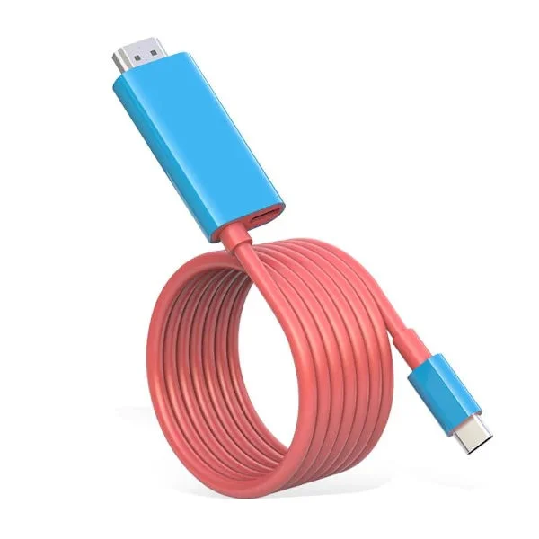 Bärbar USB C till HDMI-adapter Switch Dock för Nintendo Switch & OLED, 2M/6.6FT omvandlingskabel 1080P@60Hz utgång, 100W PD snabbladdning